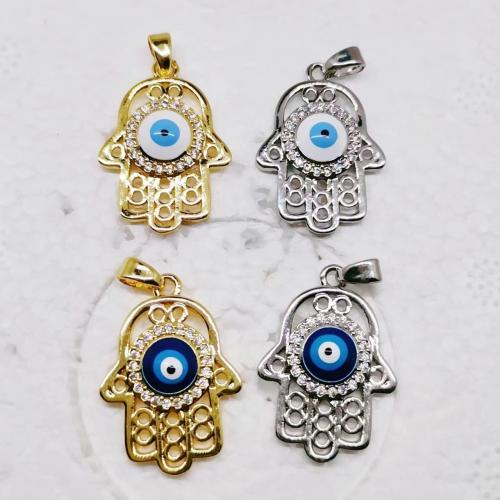 Evil Eye Pendants, Brass, Hand, plated, fashion jewelry & Unisex & micro pave cubic zirconia & enamel, more colors for choice, nickel, lead & cadmium free, Sold By PC