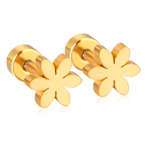 Stainless Steel Stud Earrings, 304 Stainless Steel, Flower, Vacuum Ion Plating, fashion jewelry & for woman, more colors for choice, Sold By Pair