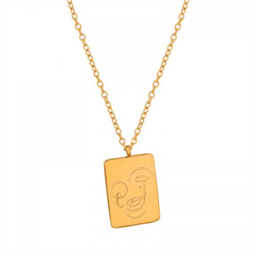 Titanstahl Halskette, mit Verlängerungskettchen von 1.97inch, Modeschmuck & für Frau, goldfarben, 14x19mm, Länge:ca. 15.75 ZollInch, verkauft von PC
