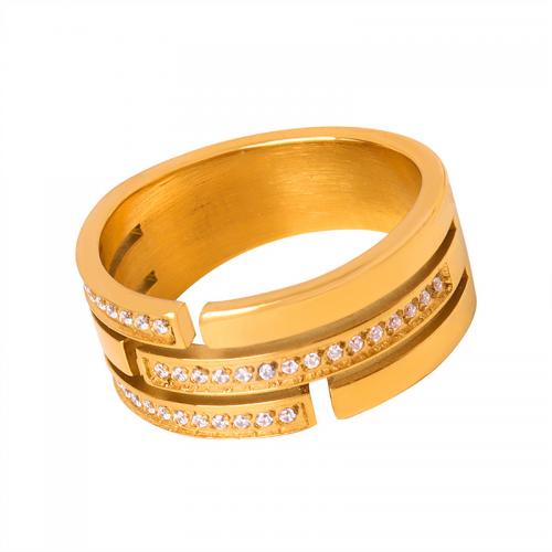 Titanium Čelik Finger Ring, s češki, modni nakit & različite veličine za izbor & za žene, više boja za izbor, ring width 13mm, Prodano By PC