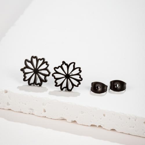 Stainless Steel Stud Earrings 304 Stainless Steel Flower Vacuum Ion Plating fashion jewelry & for woman & hollow 12mm Sold By Pair
