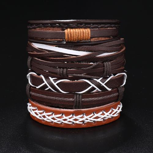PU Schnur Armbänder, PU Leder, mit Wachsschnur, 6 Stück & Modeschmuck & unisex, Länge:ca. 17-24 cm, verkauft von setzen