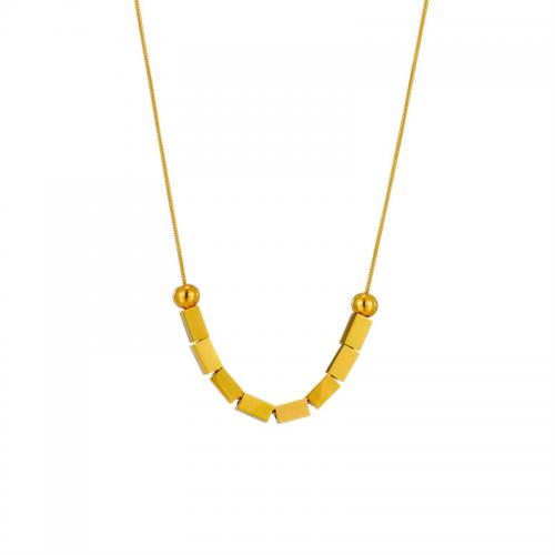 Titanstahl Halskette, mit Verlängerungskettchen von 1.97inch, 18K vergoldet, Modeschmuck & für Frau, goldfarben, 7x3mm, verkauft per ca. 16.14 ZollInch Strang