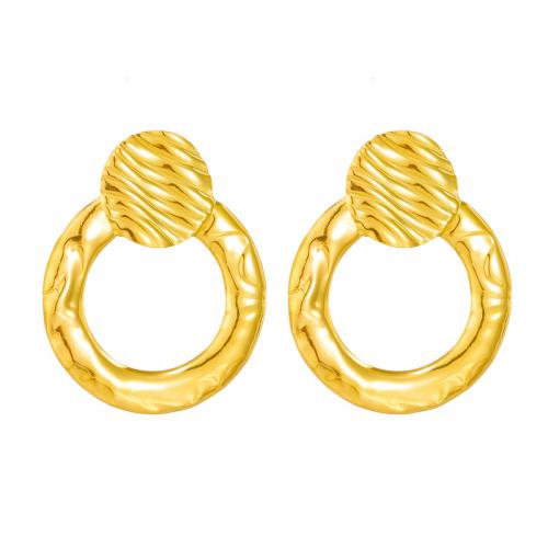 Titanium Steel  Earring, Vacuum Ion Plating, fashion jewelry & for woman, golden, 60x50mm, Sold By Pair