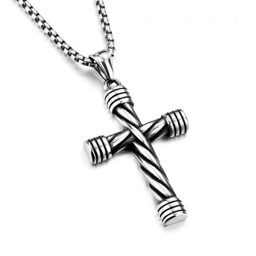 Titanium Steel Necklace, Cross, polished, fashion jewelry & Unisex & different styles for choice, 51x32mm, Length:Approx 23.62 Inch, Sold By PC