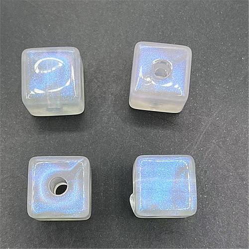 Acrylic Jewelry Beads Cube DIY 14mm Sold By Bag