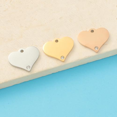 Stainless Steel Heart Pendants 304 Stainless Steel plated DIY & with rhinestone Sold By PC