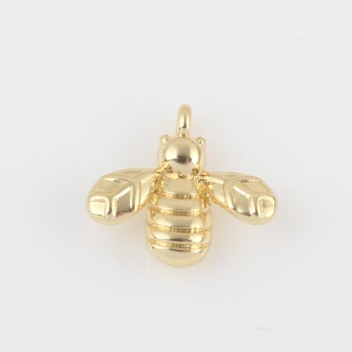 Bijoux pendentifs en laiton, abeille, Placage de couleur d'or, DIY, protéger l'environnement, sans nickel, plomb et cadmium, 13x12x3.70mm, Vendu par PC