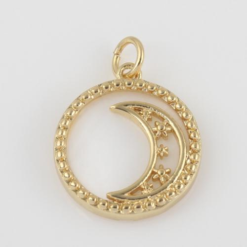Brass Jewelry Pendants, Moon, gold color plated, DIY & hollow, nickel, lead & cadmium free, 21x15.80x3.40mm, Sold By PC