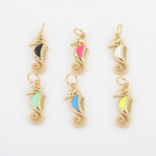 Brass Jewelry Pendants, Seahorse, gold color plated, DIY & enamel, more colors for choice, nickel, lead & cadmium free, 18.80x7.10x1.80mm, Sold By PC
