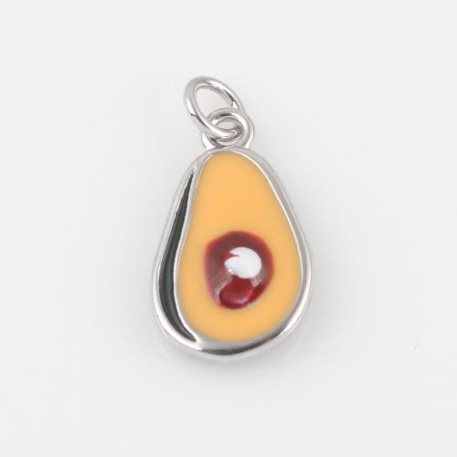 Brass Jewelry Pendants, with Resin, Avocado, silver color plated, DIY & enamel, mixed colors, nickel, lead & cadmium free, 17x8.40x3.20mm, Sold By PC