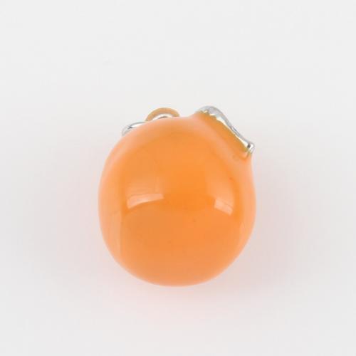 Brass Jewelry Pendants with Resin Orange silver color plated DIY orange nickel lead & cadmium free Sold By PC