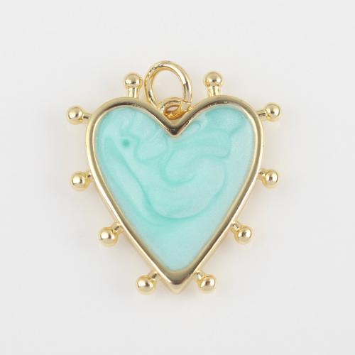 Brass Heart Pendants, gold color plated, DIY & enamel, more colors for choice, nickel, lead & cadmium free, 18.90x18.10x2.60mm, Sold By PC