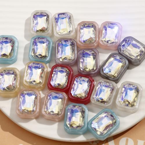 Fashion Resin Cabochons, Rectangle, DIY & with rhinestone, more colors for choice, 18x23mm, Sold By PC