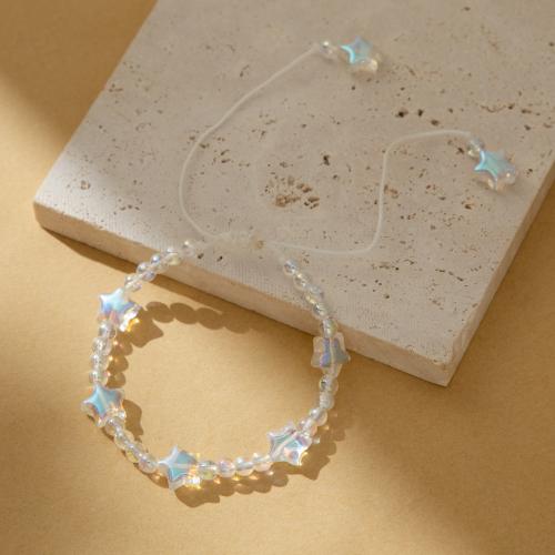 Kristall Armbänder, Nylonschnur, mit Kristall, Stern, Modeschmuck, keine, Länge 15 cm, verkauft von PC