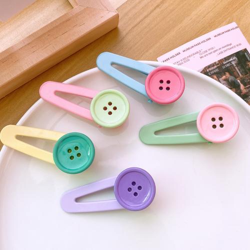 Hair Snap Clips Zinc Alloy with Resin Button Shape handmade cute & for woman & hollow nickel lead & cadmium free Sold By PC