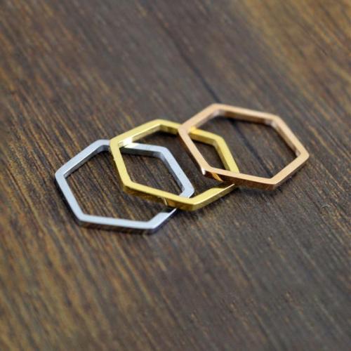 Titan Edelstahl Ringe, Titanstahl, Sechseck, plattiert, unisex & verschiedene Größen vorhanden, keine, frei von Nickel, Blei & Kadmium, width:1.3mm,thickness:1.3mm, verkauft von PC