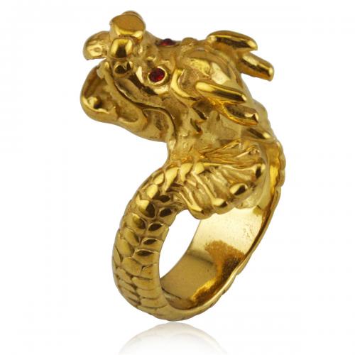 Titanium Steel Finger Ring, Dragon, Unisex & different size for choice, gold, nickel, lead & cadmium free, width:22mm,thickness:11mm, Sold By PC