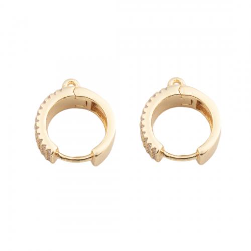 Brass Hoop Earring Components, real gold plated, DIY & micro pave cubic zirconia, golden, 15.50x14x5.50mm, Hole:Approx 1mm, Sold By Pair
