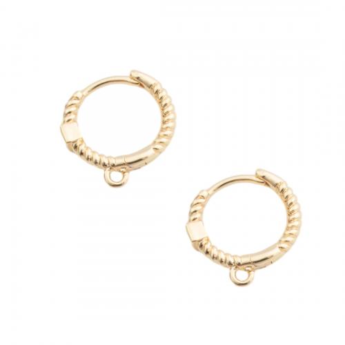 Brass Hoop Earring Components, real gold plated, DIY & micro pave cubic zirconia, golden, 16x14.50x3mm, Hole:Approx 1mm, Sold By Pair
