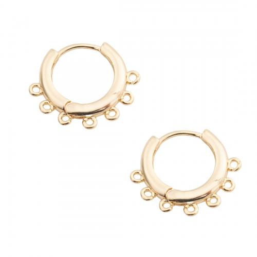 Brass Hoop Earring Components, real gold plated, DIY, golden, 15.50x18.50x2mm, Hole:Approx 1mm, Sold By Pair
