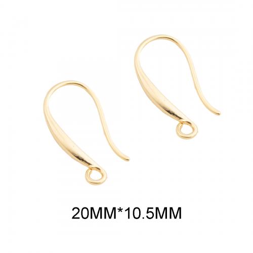 Brass Hook Earwire, real gold plated, DIY, golden, 20x10.50x2.50mm, Hole:Approx 2mm, Sold By Pair