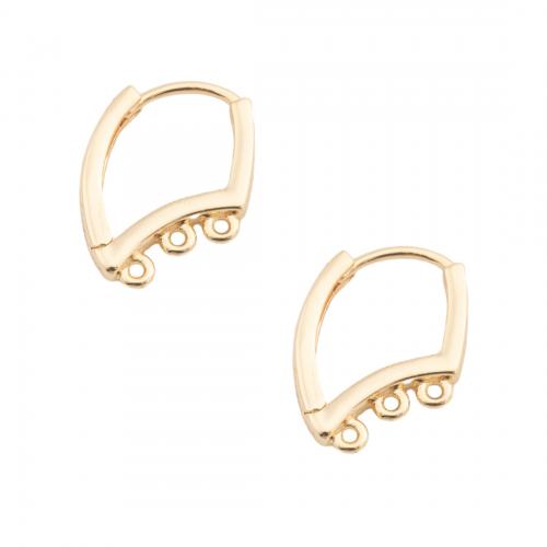 Brass Hoop Earring Components, real gold plated, DIY, golden, 15.50x11.50x1.50mm, Hole:Approx 1mm, Sold By Pair
