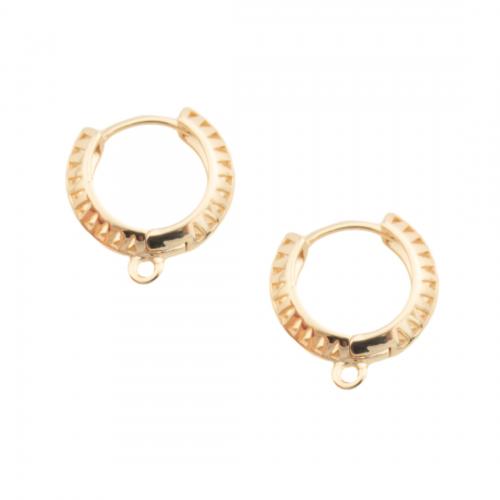 Brass Hoop Earring Components, real gold plated, DIY, golden, 15.50x14.50x4mm, Hole:Approx 1mm, Sold By Pair
