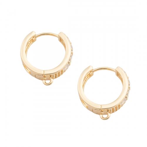 Brass Hoop Earring Components, real gold plated, DIY & micro pave cubic zirconia, golden, 17.50x9.50x5mm, Hole:Approx 1.5mm, Sold By Pair