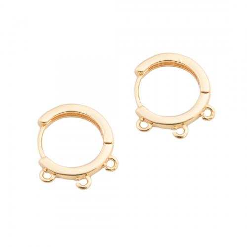 Composant anneau en laiton pour boucle d'oreille, Plaqué d'or, DIY, doré, 14x15.50x2.50mm, Trou:Environ 1.5mm, Vendu par paire