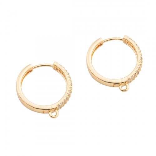 Brass Hoop Earring Components, real gold plated, DIY & micro pave cubic zirconia, golden, 19x17.50x3.50mm, Hole:Approx 1.5mm, Sold By Pair