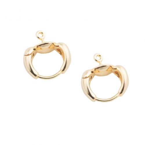 Латунный компонет-кольцо для сережек, Латунь, плакированный настоящим золотом, DIY, Золотой, 13.50x12.50x6mm, отверстие:Приблизительно 1mm, продается Пара