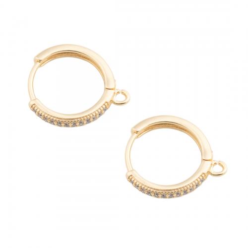 Brass Hoop Earring Components real gold plated DIY & micro pave cubic zirconia golden Approx 1.5mm Sold By Pair