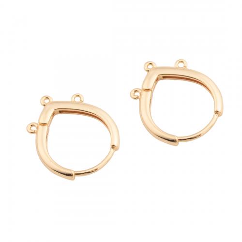 Brass Hoop Earring Components, real gold plated, DIY, golden, 19x15.50x2mm, Hole:Approx 0.5mm, Sold By Pair
