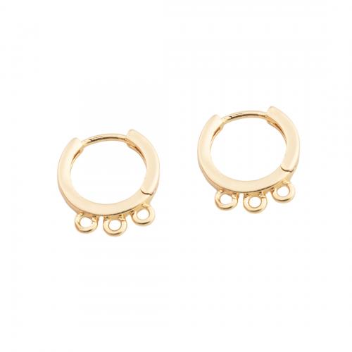 Brass Hoop Earring Components, real gold plated, DIY, golden, 16.50x15x2.50mm, Hole:Approx 1.5mm, Sold By Pair