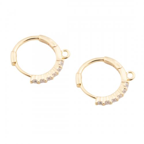 Brass Hoop Earring Components, real gold plated, DIY & micro pave cubic zirconia, golden, 18x16.50x2mm, Hole:Approx 1.5mm, Sold By Pair