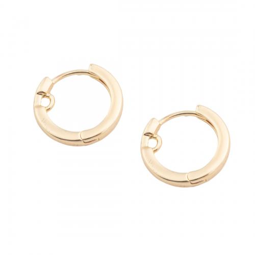 Brass Hoop Earring Components, real gold plated, DIY, golden, 13.50x14x2mm, Hole:Approx 1.5mm, Sold By Pair