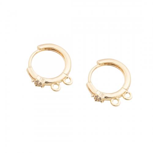 Brass Hoop Earring Components, real gold plated, DIY, golden, 15.50x15x4.50mm, Hole:Approx 1.5mm, Sold By Pair