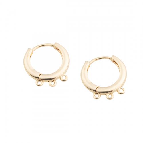 Brass Hoop Earring Components, real gold plated, DIY, golden, 15x14.50x2mm, Hole:Approx 1mm, Sold By Pair