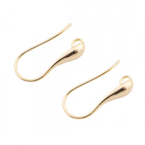 Brass Hook Earwire, real gold plated, DIY, golden, 22x11x5mm, Hole:Approx 2mm, Sold By Pair