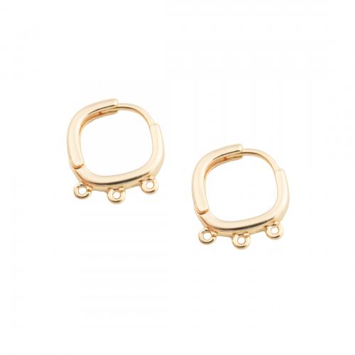Brass Hoop Earring Components, real gold plated, DIY, golden, 14.50x13x2.50mm, Hole:Approx 0.5mm, Sold By Pair