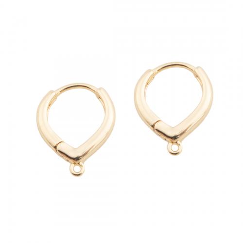 Brass Hoop Earring Components, real gold plated, DIY, golden, 15x12x2mm, Hole:Approx 1mm, Sold By Pair