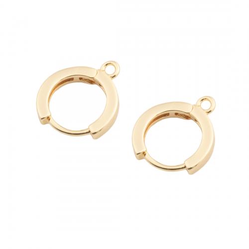 Brass Hoop Earring Components, real gold plated, DIY, golden, 13.50x12x2mm, Hole:Approx 1.5mm, Sold By Pair