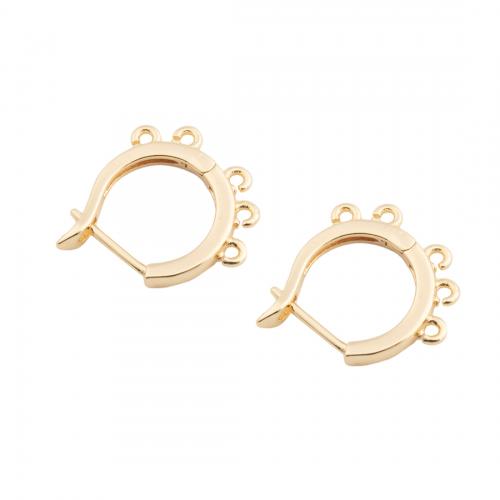 Brass Hoop Earring Components, real gold plated, DIY, golden, 17x15.50x2mm, Hole:Approx 1mm, Sold By Pair