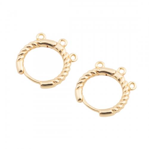 Brass Hoop Earring Components, real gold plated, DIY, golden, 14.50x13.50x2mm, Hole:Approx 1mm, Sold By Pair
