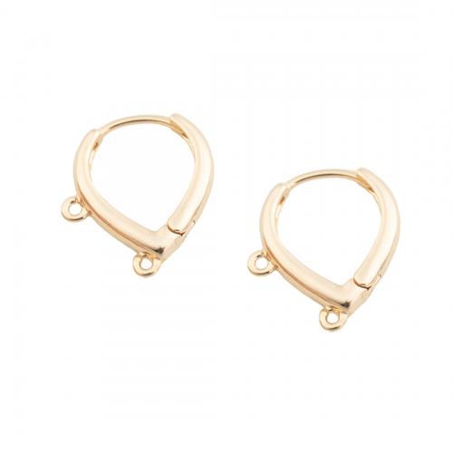 Brass Hoop Earring Components, real gold plated, DIY, golden, 15.50x13.50x2mm, Hole:Approx 0.5mm, Sold By Pair