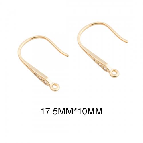 Brass Hook Earwire, real gold plated, DIY & micro pave cubic zirconia, golden, 17.50x10x2.50mm, Hole:Approx 1mm, Sold By Pair
