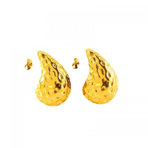 Stainless Steel Stud Earrings 304 Stainless Steel Teardrop Vacuum Ion Plating fashion jewelry & for woman golden nickel lead & cadmium free Sold By Pair