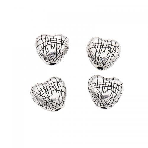 925 Sterling Silver Beads, Heart, vintage & DIY & brushed, 11.20x12.20x7.30mm, Hole:Approx 2mm, Sold By PC