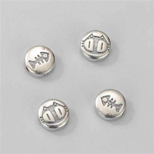 925 Sterling Silver Spacer Bead Flat Round vintage & DIY & double-sided Approx 1.5mm Sold By PC